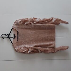 Marc New York by Andrew Mark Crushed Velvet Puff Shoulder Long Sleeve Top Size M